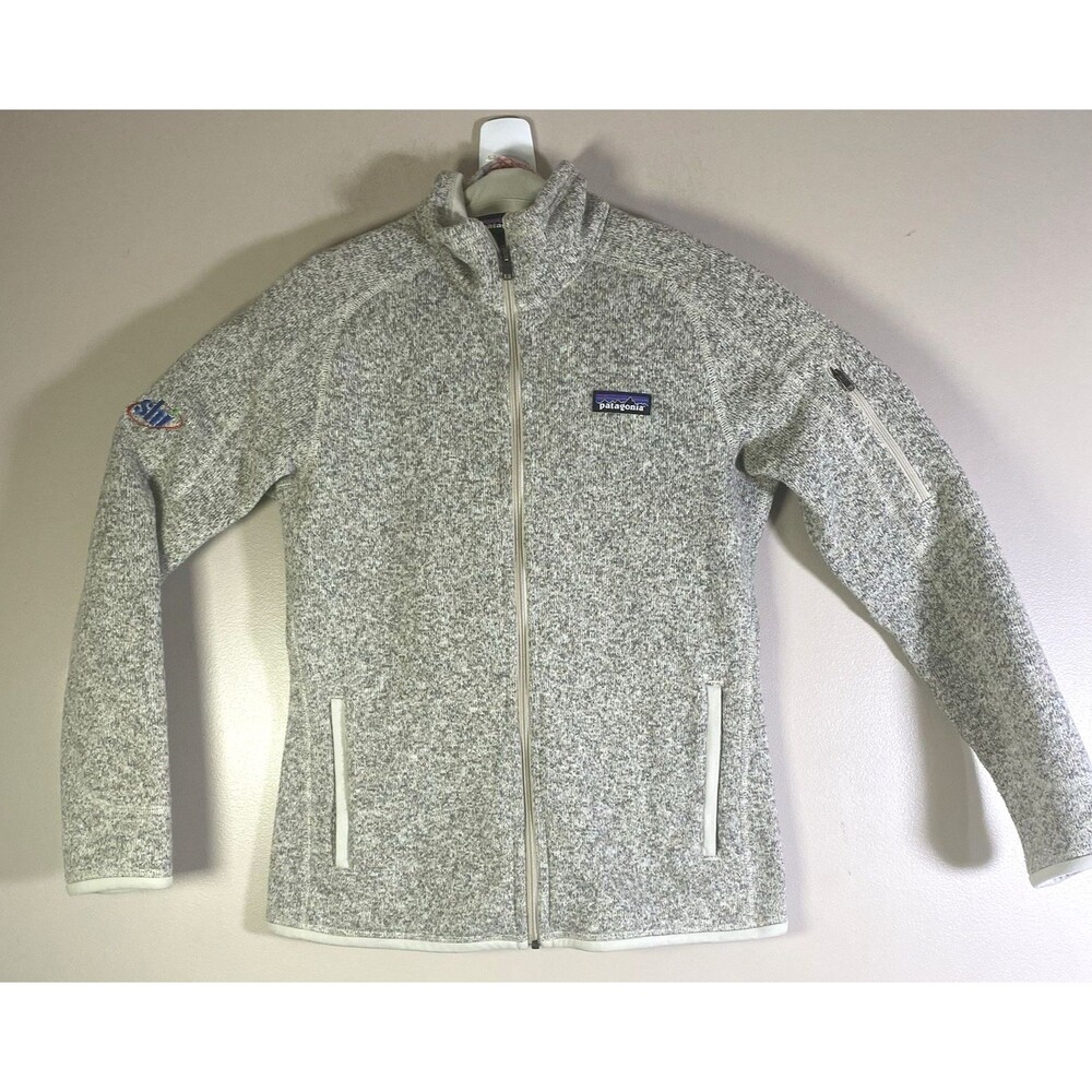 Patagonia Better Sweater Jacket Womens Small Gray Full Zip Mock Neck Dell Logo